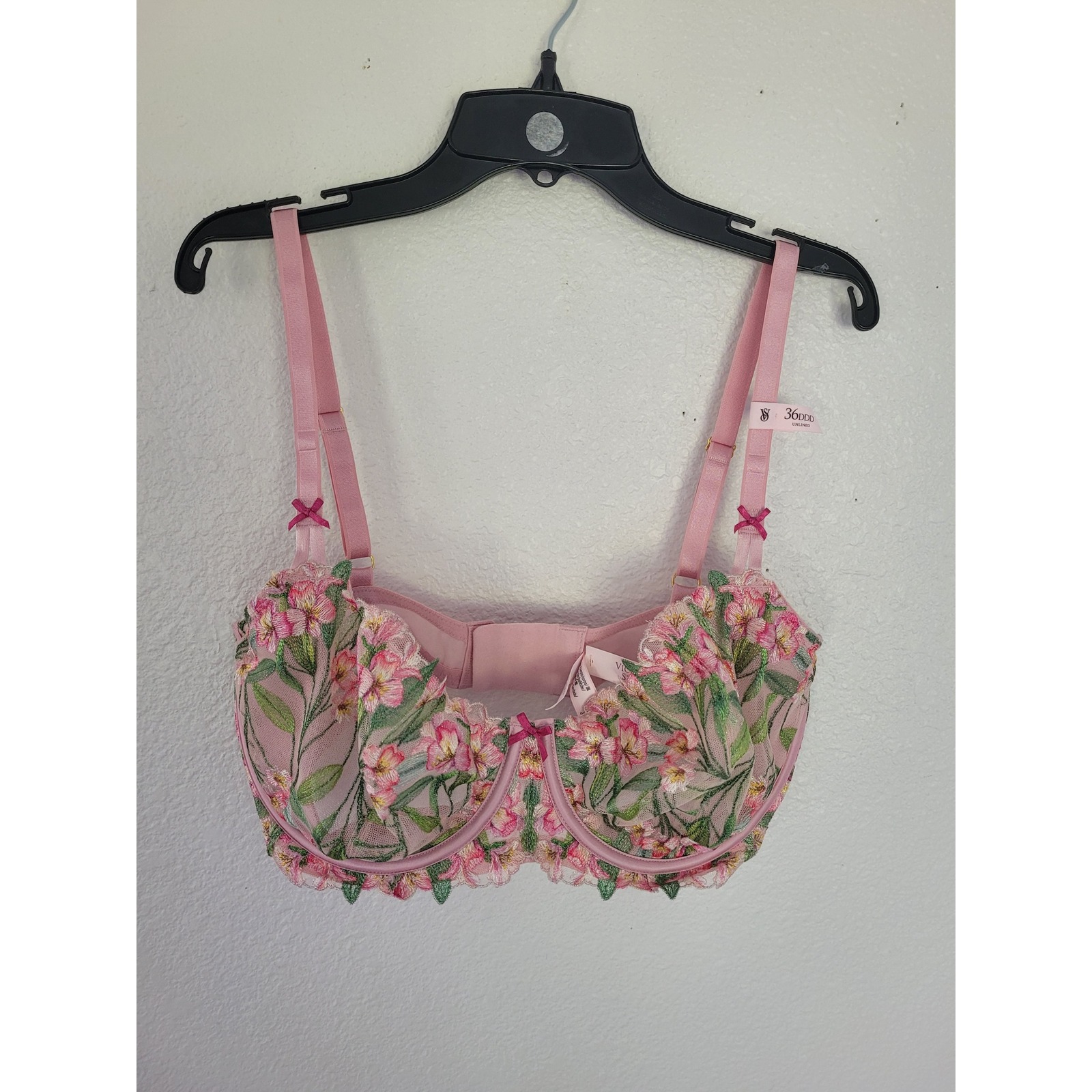 Victorias Secret Dream Angels Pink Floral Embroidered Unlined Bra 36ddd New #12